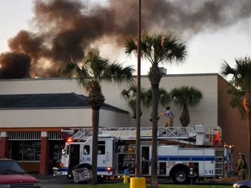 Publix Roof Damage from Experimental Plane Crash